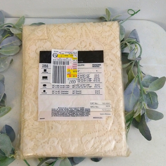 Dara Ivory 70" Round Lace Tablecloth NWT - Picture 6 of 6